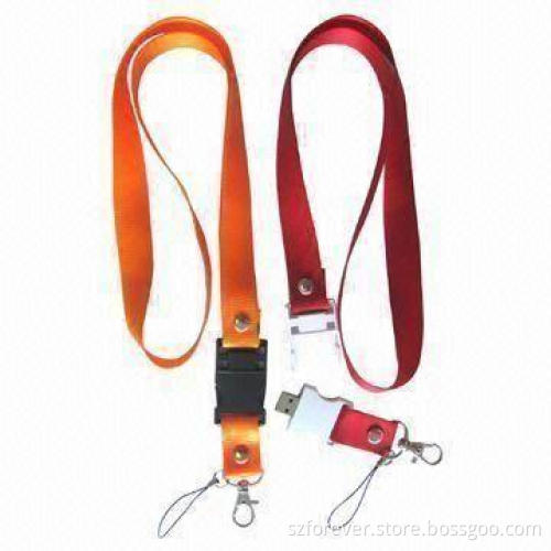 Lanyard USB Flash Drives, Made of Nylon Material with Anti-shock, Customized Shapes Accepted